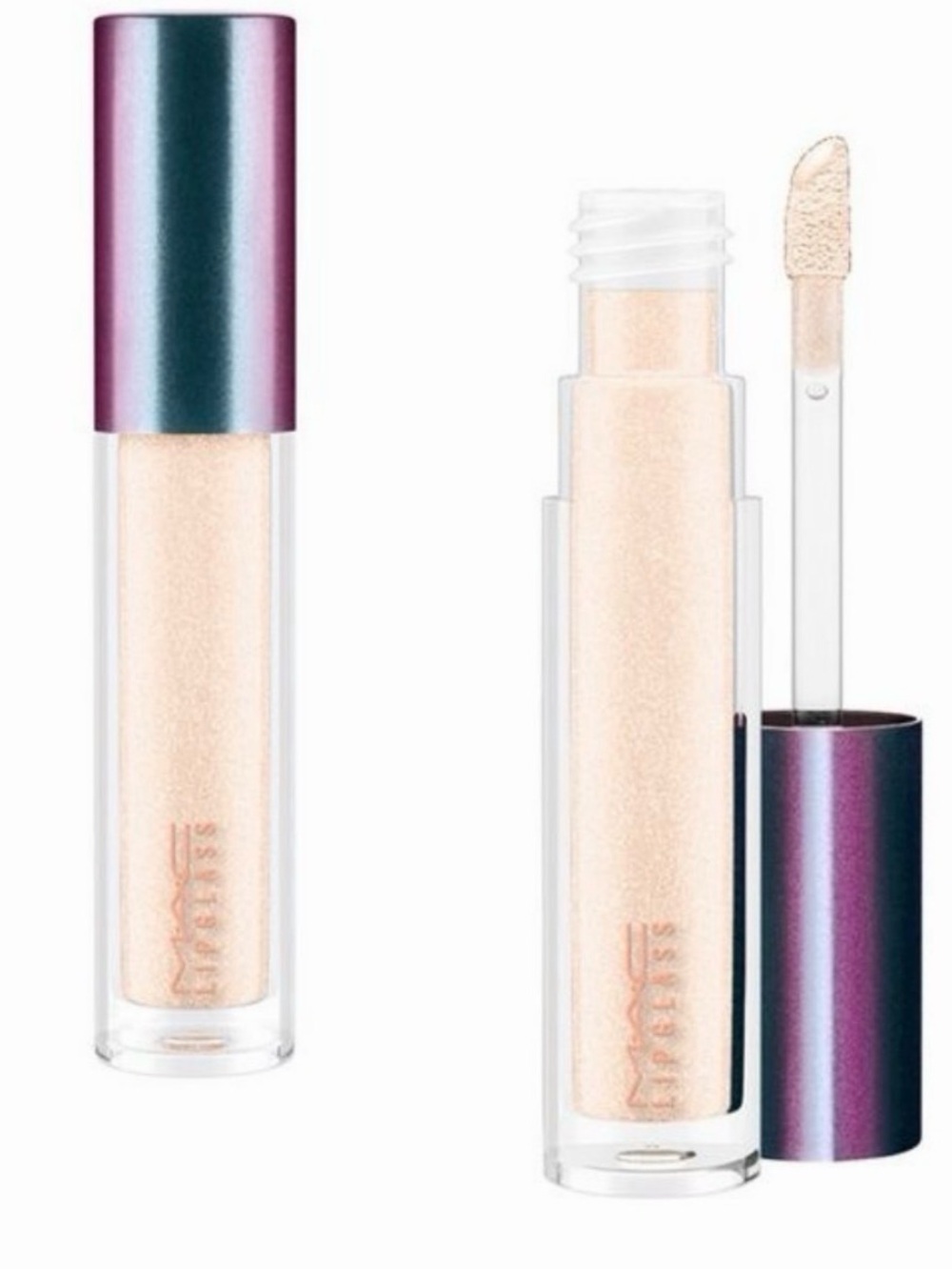 MAC Set of 2 Mirage Noir Lipglass Lip Gloss Oysterized Clear Shimmer Glitter NEW